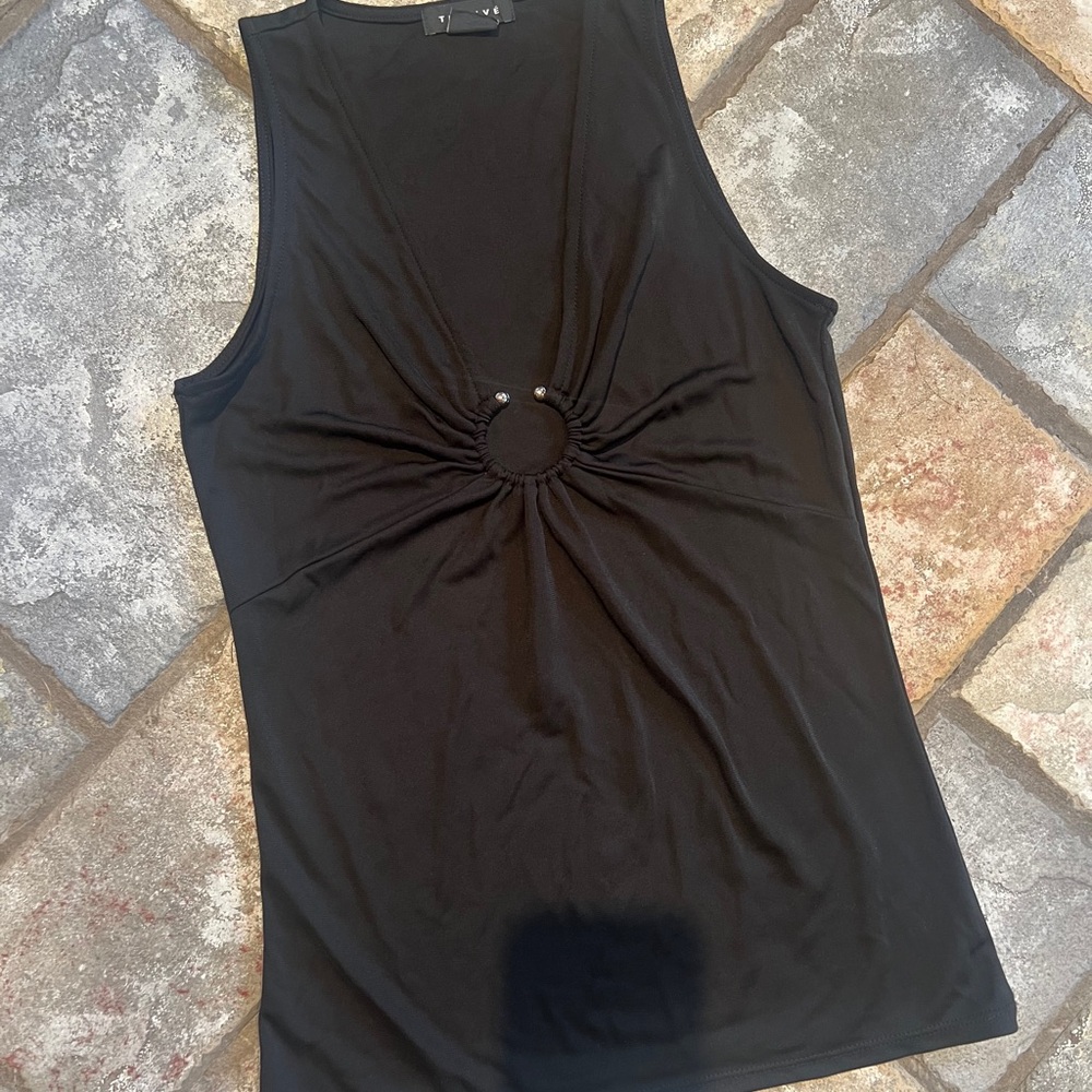 Black Trouvé tank top with silver ring detail #y2kfashion #goingouttop